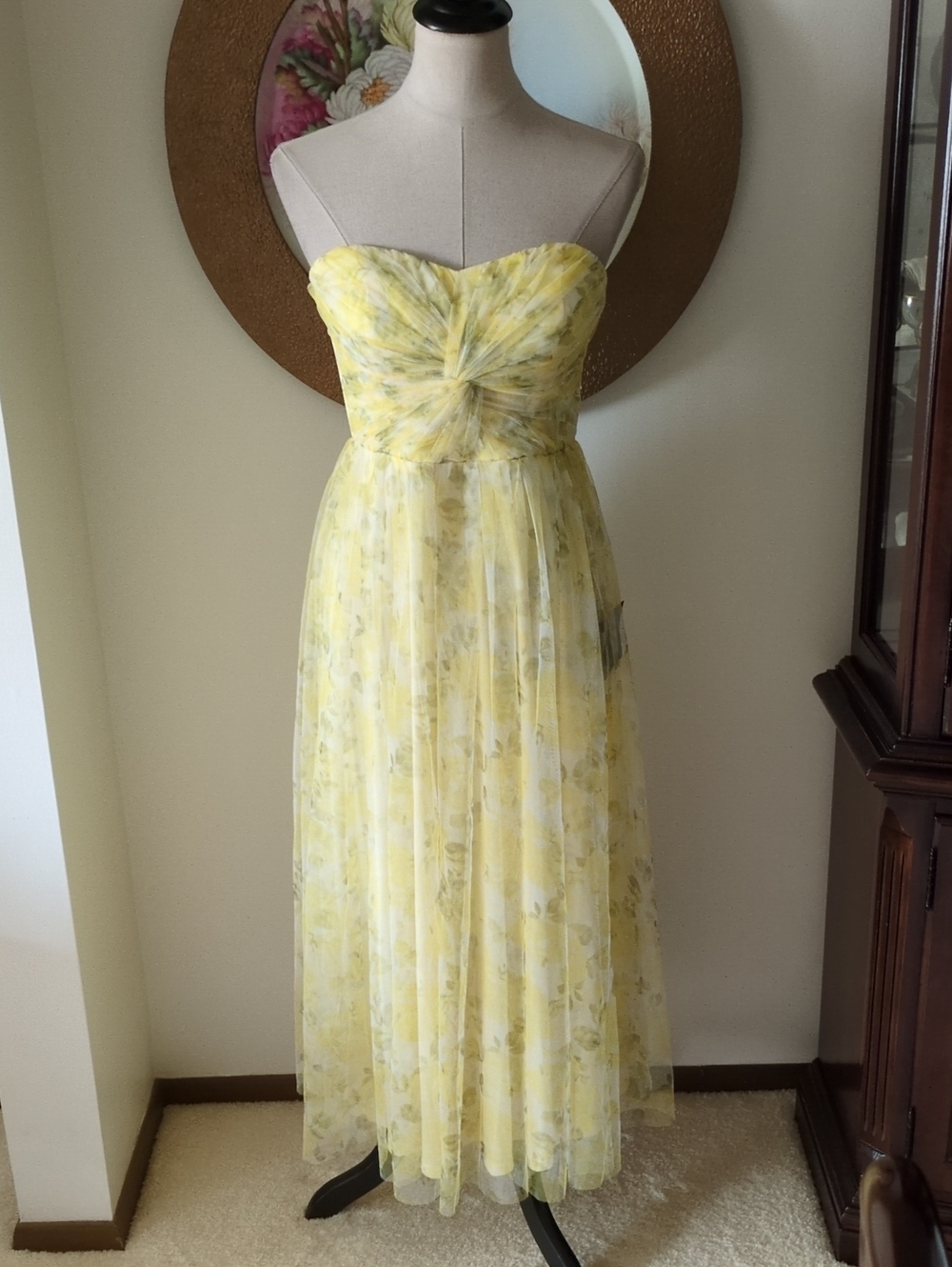 Lulu's Strapless Yellow Floral Maxi (Refer To Measurements)
